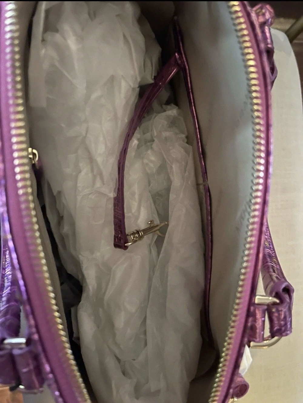 Brahmin Bright Pink Duxbury Satchel In OPERA & Matching CC Wallet NWT - Picture 10 of 15